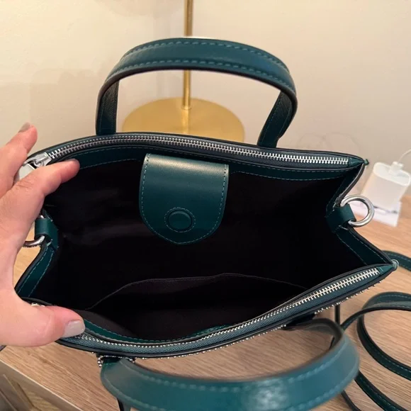 NWT COACH Shoulder Bag Signature Rivet Nina Small Tote Bag Emerald GREEN - Picture 8 of 13